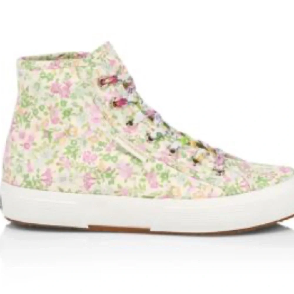 LoveShackFancy x Superga Floral Sneakers with Tulle Pink Laces